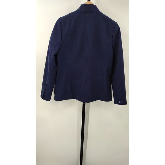 Quince Women Italian Wool Stand Collar Blazer Navy Blue Outerwear L - Picture 3 of 3